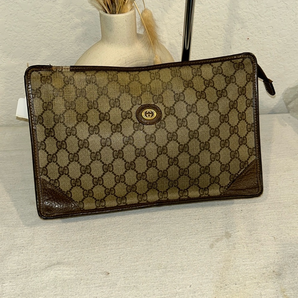 GUCCI GG Pvc Leather Clutch Bag vintage authentic